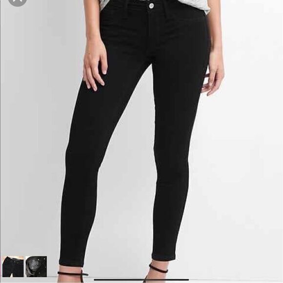 GAP 1969 Black Wash Soft Corduroy Stretch Denim Women’s Legging Jeans NWOT 32R - Picture 2 of 15